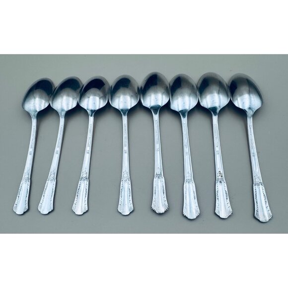 Set Of 8 International Silver Rogers 1940 TREASURE Silverplate Tea Spoons - Picture 5 of 8